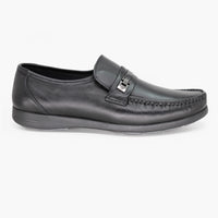 حذاء لوفر رجالي رسمي بمشبك معدني - أسود - صورة جانبية