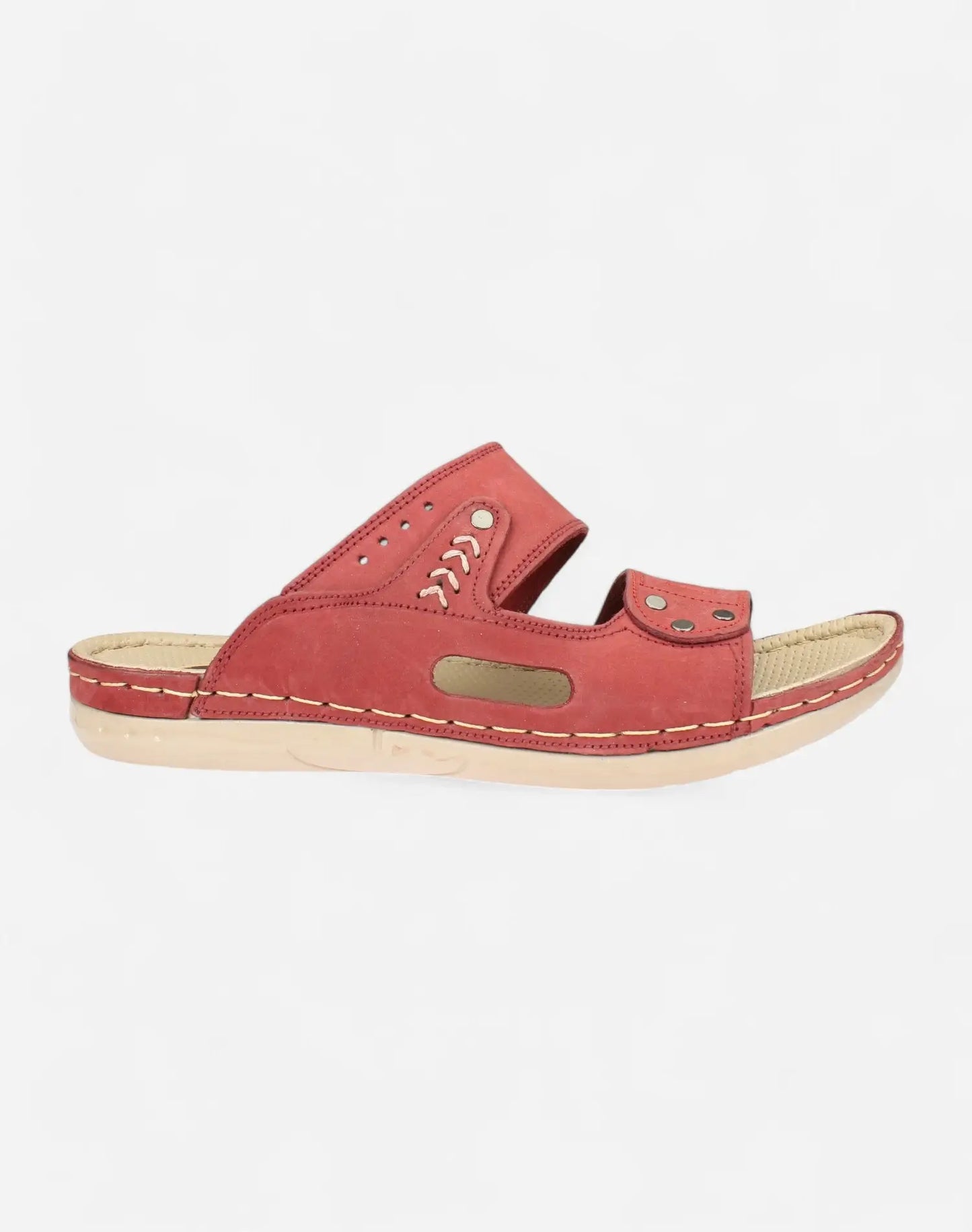 Men-Casual-Comfortable-Slippers-Burgundy-color-Image-from-the-right-side