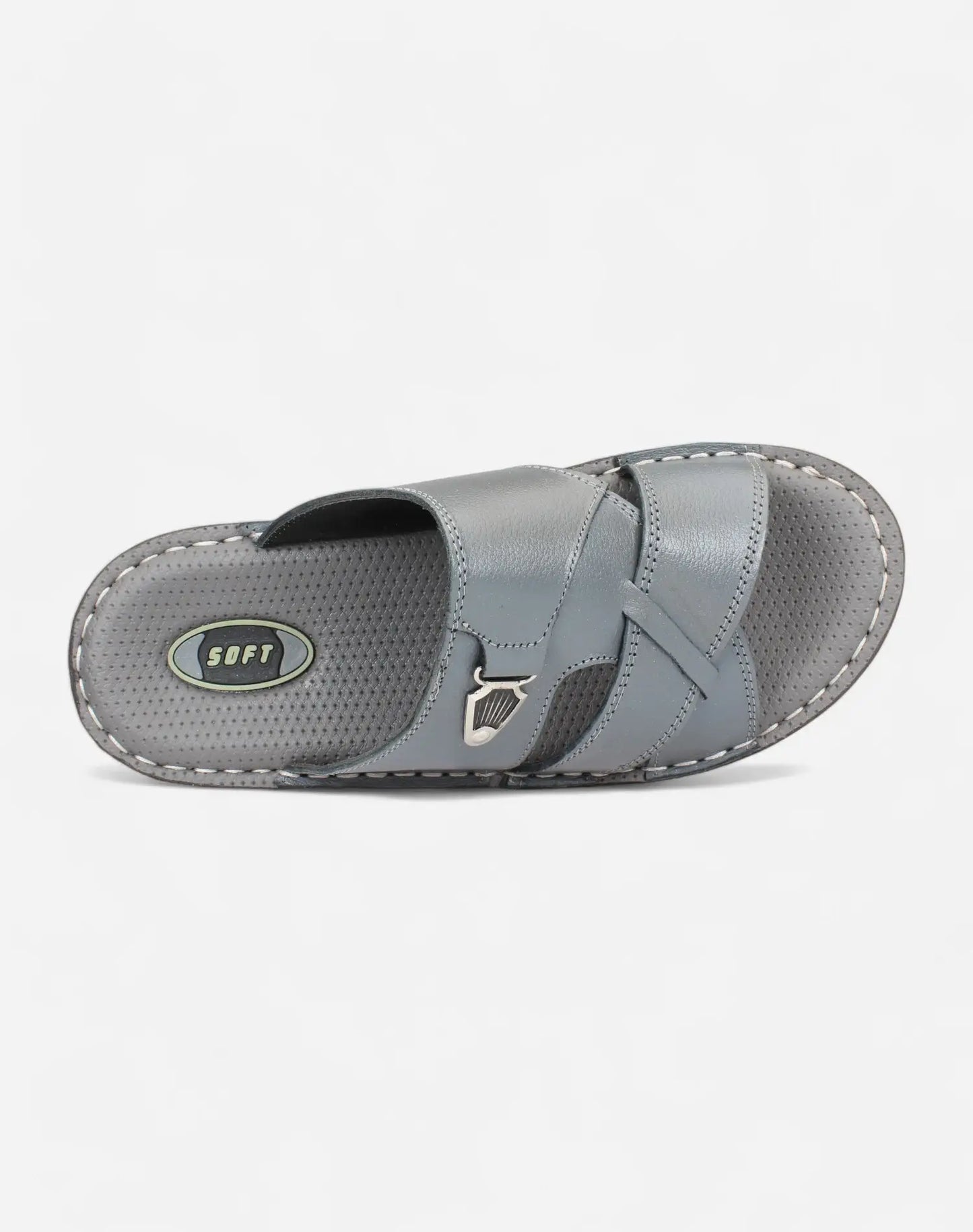 Men-Luxury-Genuine-Leather-Slippers-grey-color-Image-from-the-top