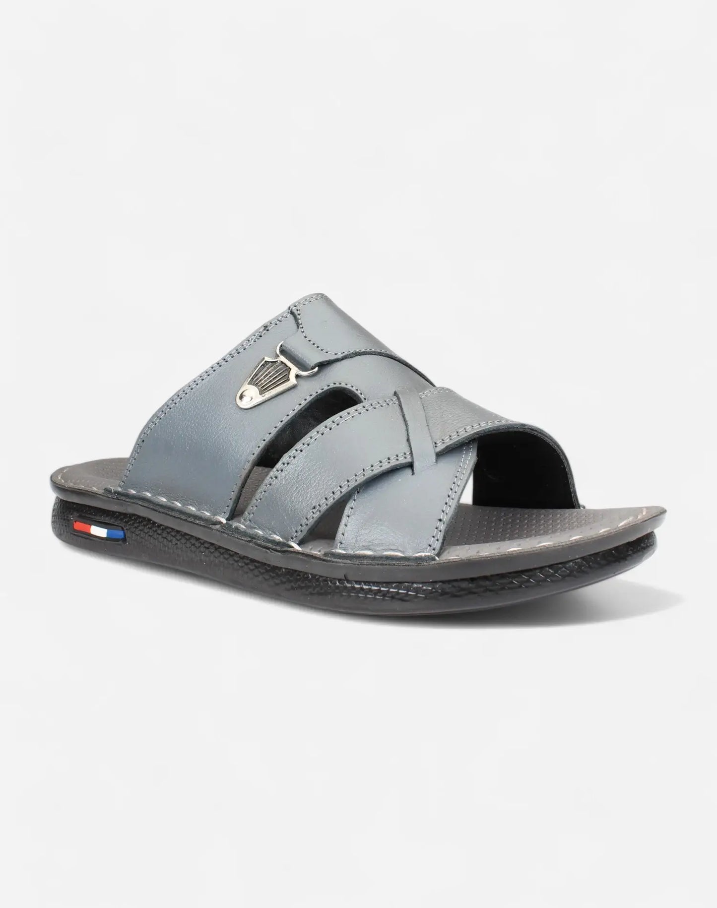 Men-Luxury-Genuine-Leather-Slippers-grey-color-Image