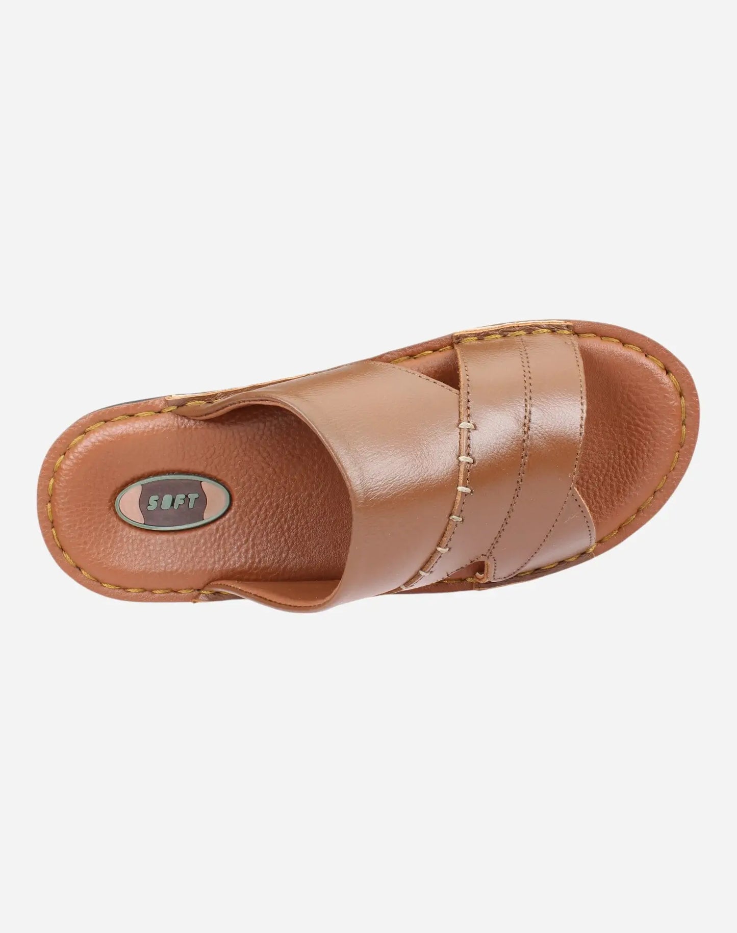 Practical-and-medical-slippers-camel-color-Image-from-Top