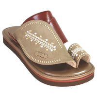 حذاء شرقي مطرز شامواه - بيج - صورة امامية