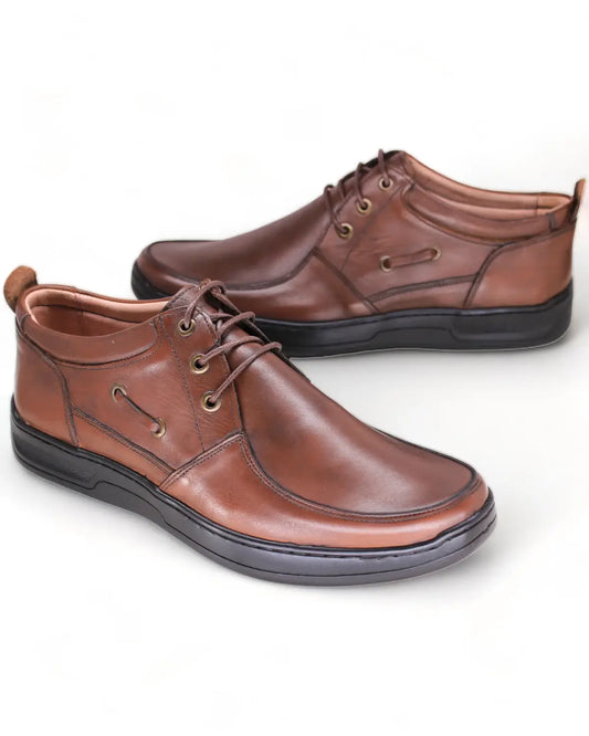 حذاء طبي رسمي برباط - بني من الجلد الطبيعي 100% - تصميم عصري فاخر