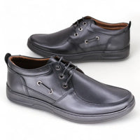 حذاء طبي رسمي برباط - أسود من الجلد الطبيعي 100% - تصميم عصري فاخر