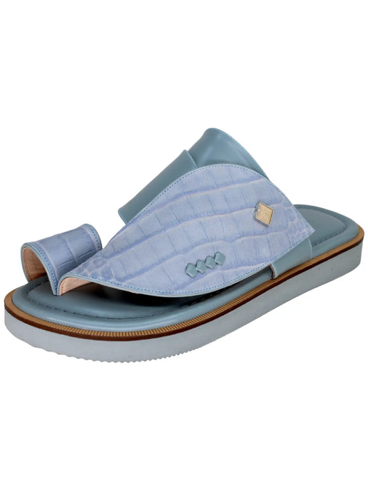 حذاء شرقي جلد تمساح مطبوع - أزرق سماوي - صورة امامية