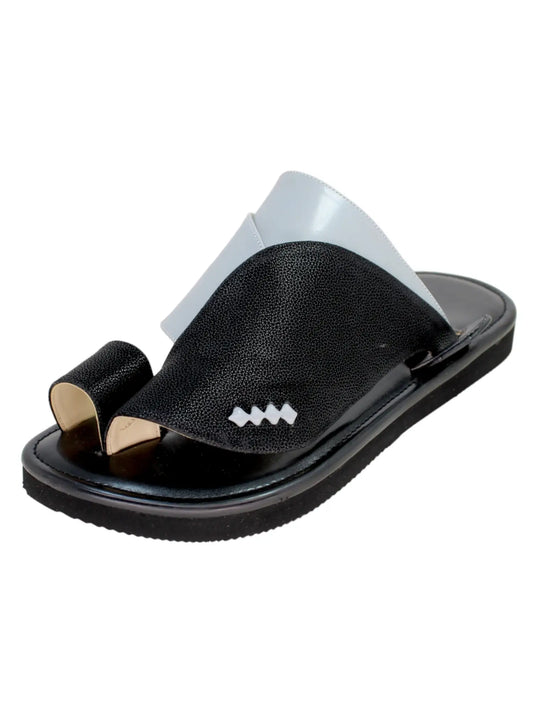 حذاء شرقي فاخر جلد طبيعي أسود - صورة امامية