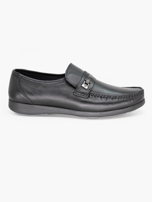 حذاء لوفر رجالي رسمي بمشبك معدني - أسود - صورة جانبية