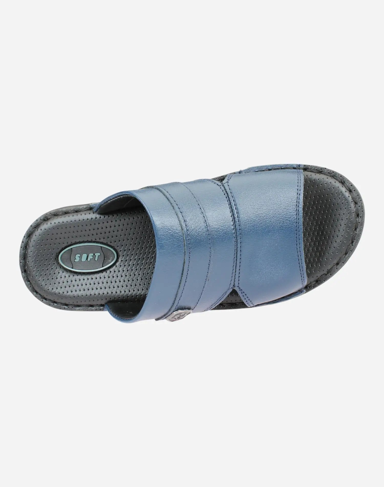 Luxury-medical-slipper-made-of-natural-leather-navy blue-color-Image-from-Top