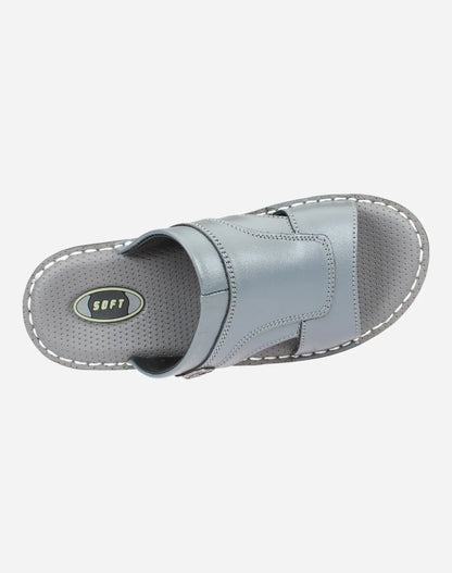 Men-Genuine-Leather-Slippers-grey-color-Image-from-Top