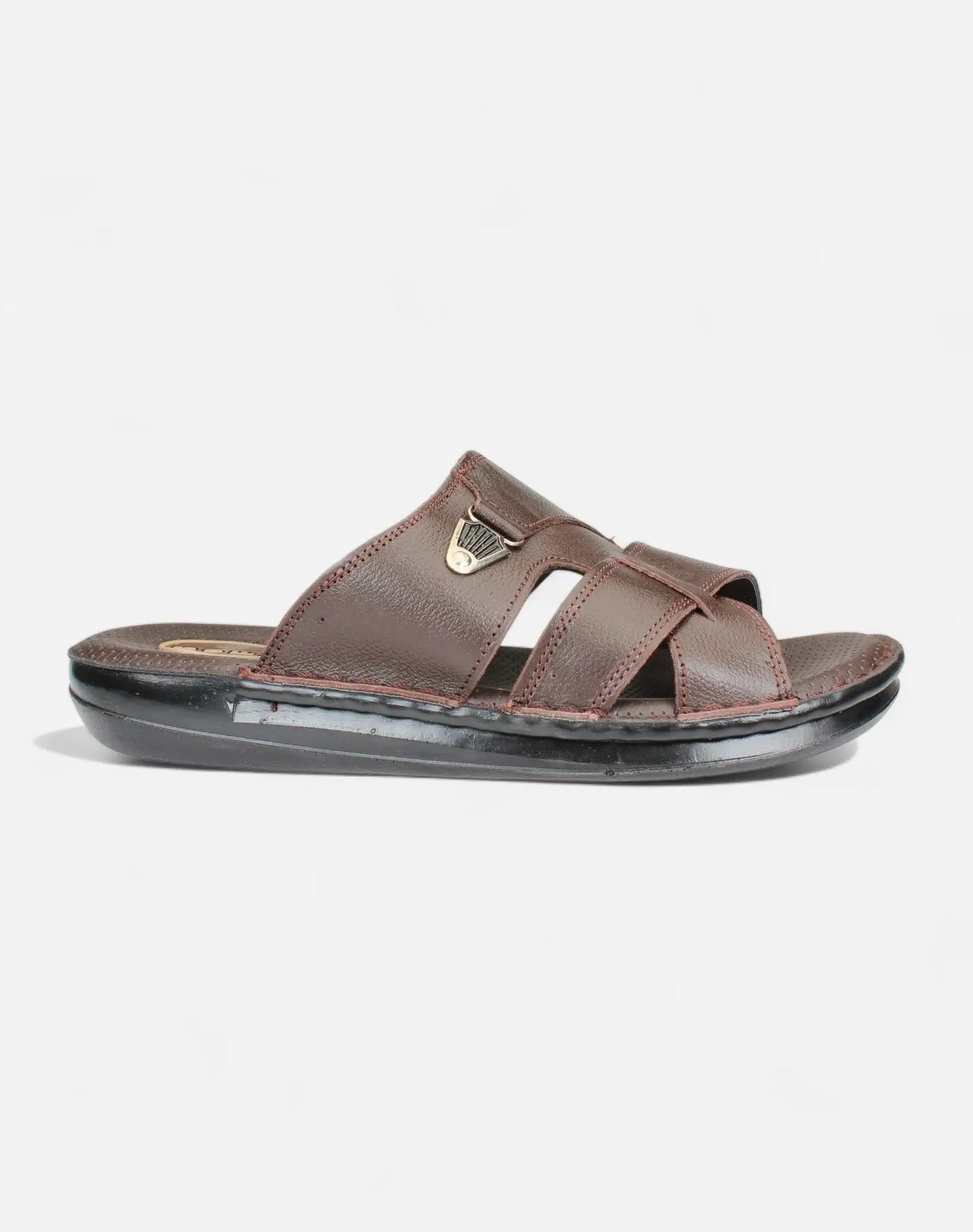 Men-Luxury-Genuine-Leather-Slippers-Brown-color-Image-from-the-right-side