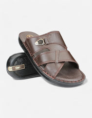 Men-Luxury-Genuine-Leather-Slippers-Brown-color-Image-of-the-sole