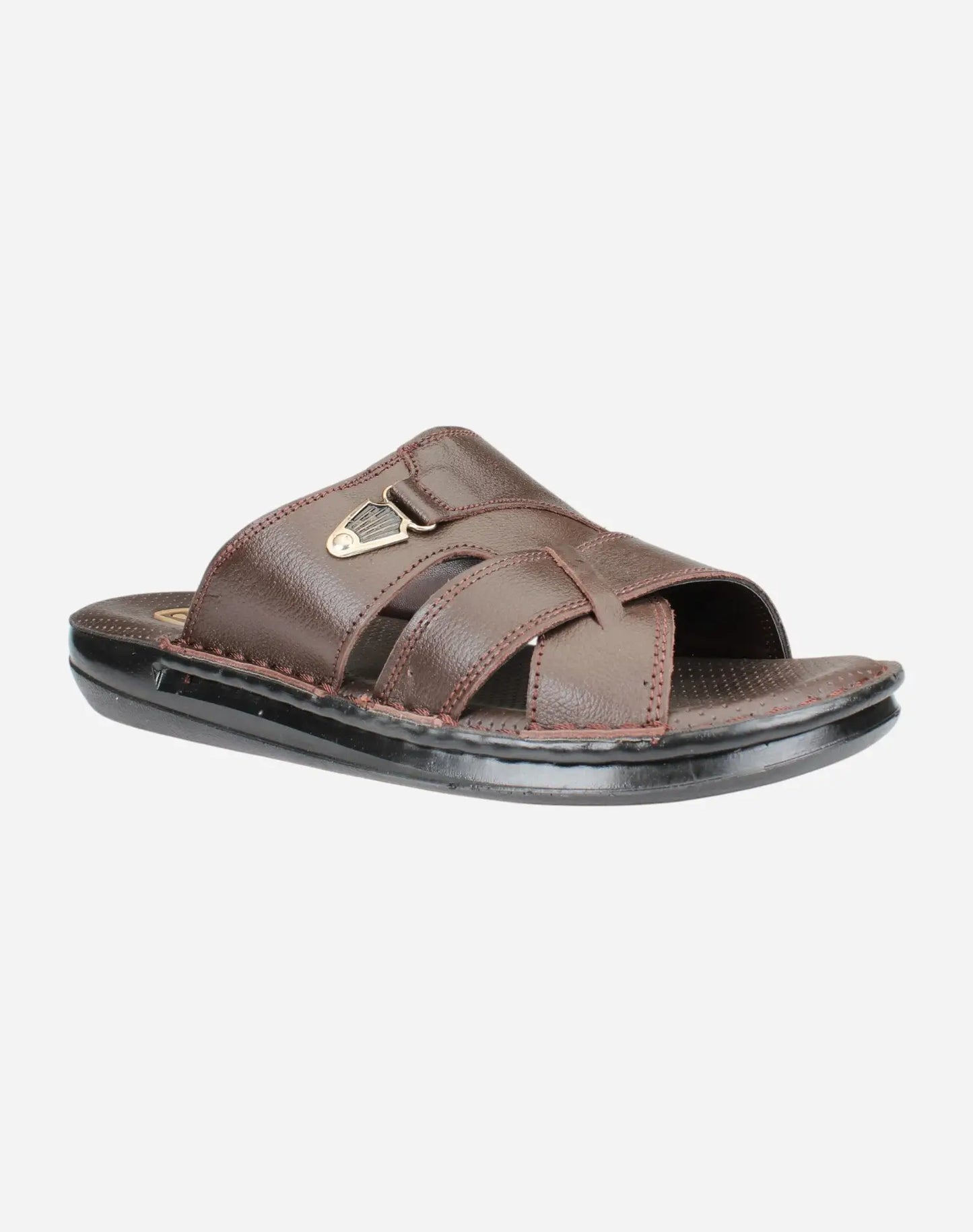 Men-Luxury-Genuine-Leather-Slippers-Brown-color-Image