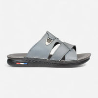 Men-Luxury-Genuine-Leather-Slippers-grey-color-Image-from-the-right-side