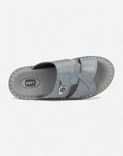 Men-Luxury-Genuine-Leather-Slippers-grey-color-Image-from-the-top