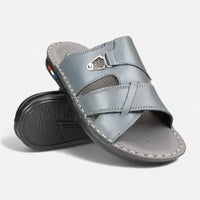 Men-Luxury-Genuine-Leather-Slippers-grey-color-Image-of-the-sole