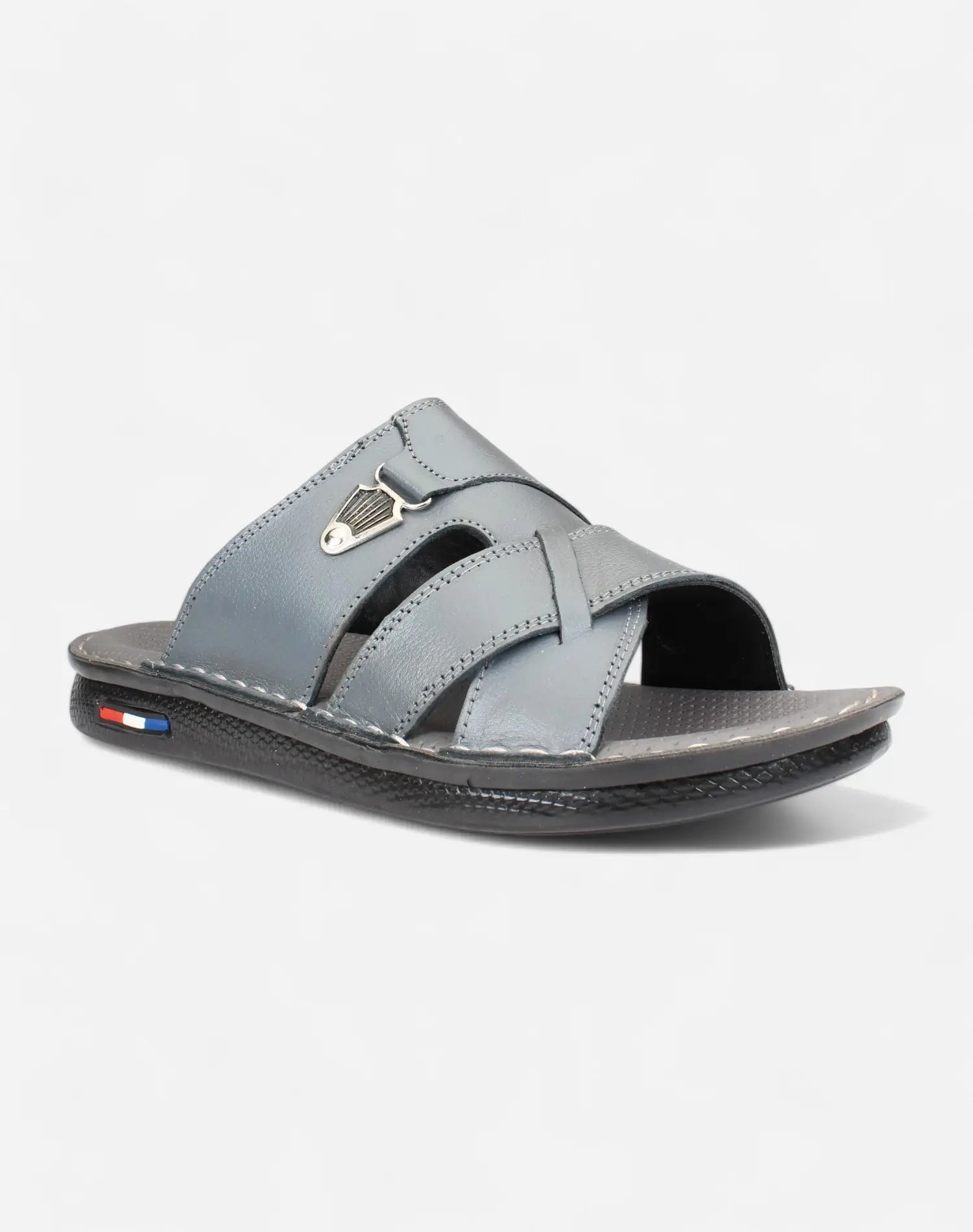Men-Luxury-Genuine-Leather-Slippers-grey-color-Image