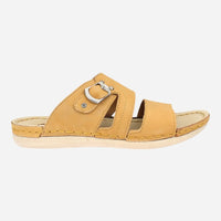 Men-casual-slippers-with-adistinctive-buckle-camel-color-Image-from-the-right-side