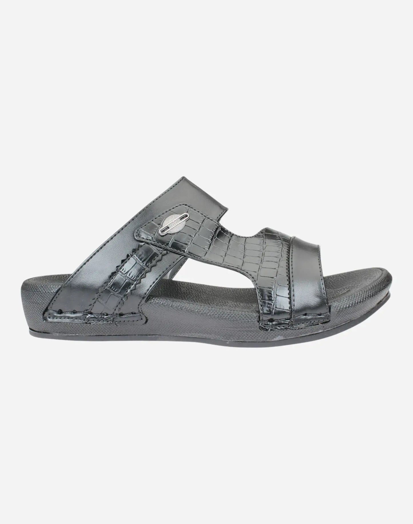 Snake-Leather-Print-Men-Slippers-Black-color-Image-from-the-right-side
