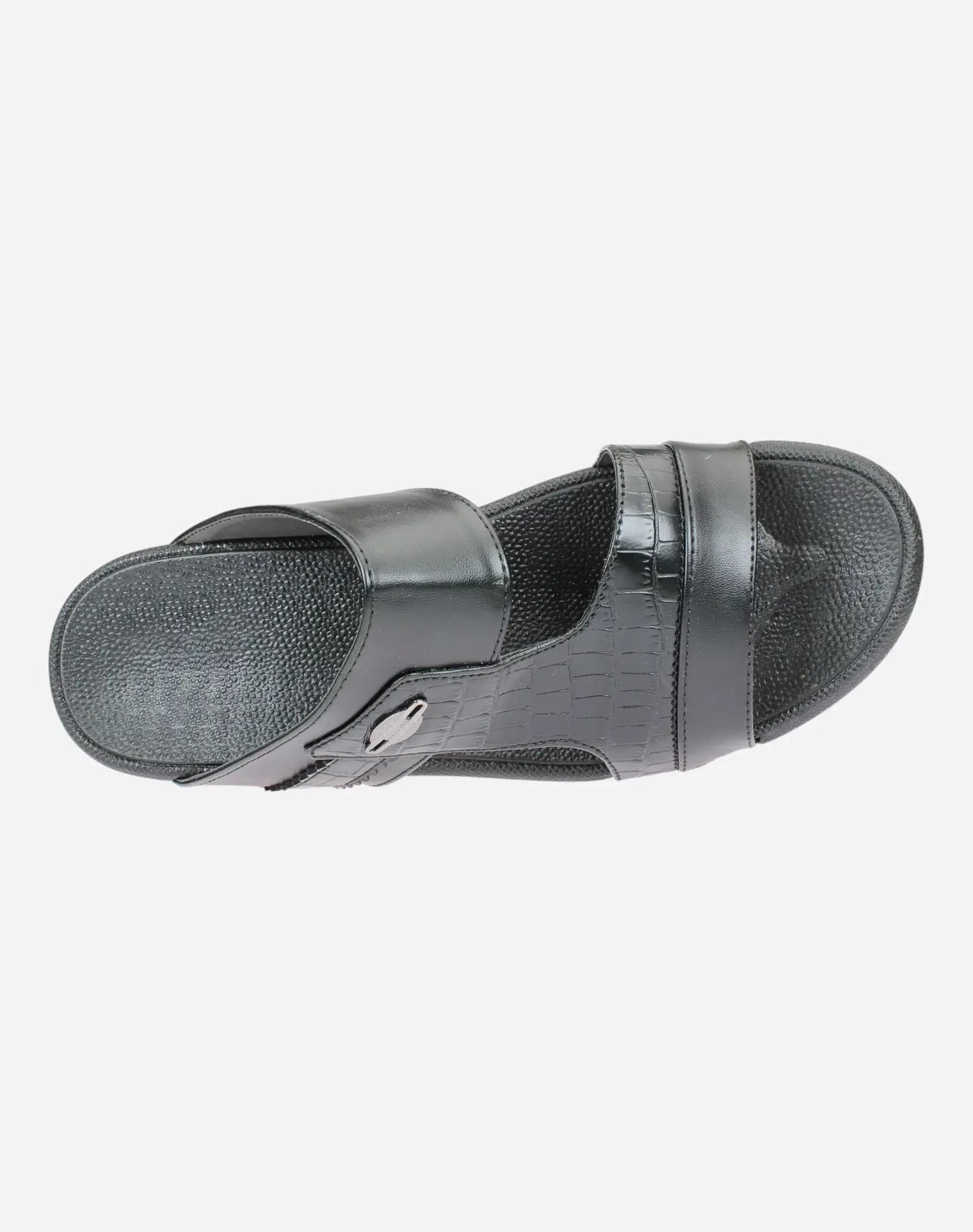Snake-Leather-Print-Men-Slippers-Black-color-Image-from-the-top