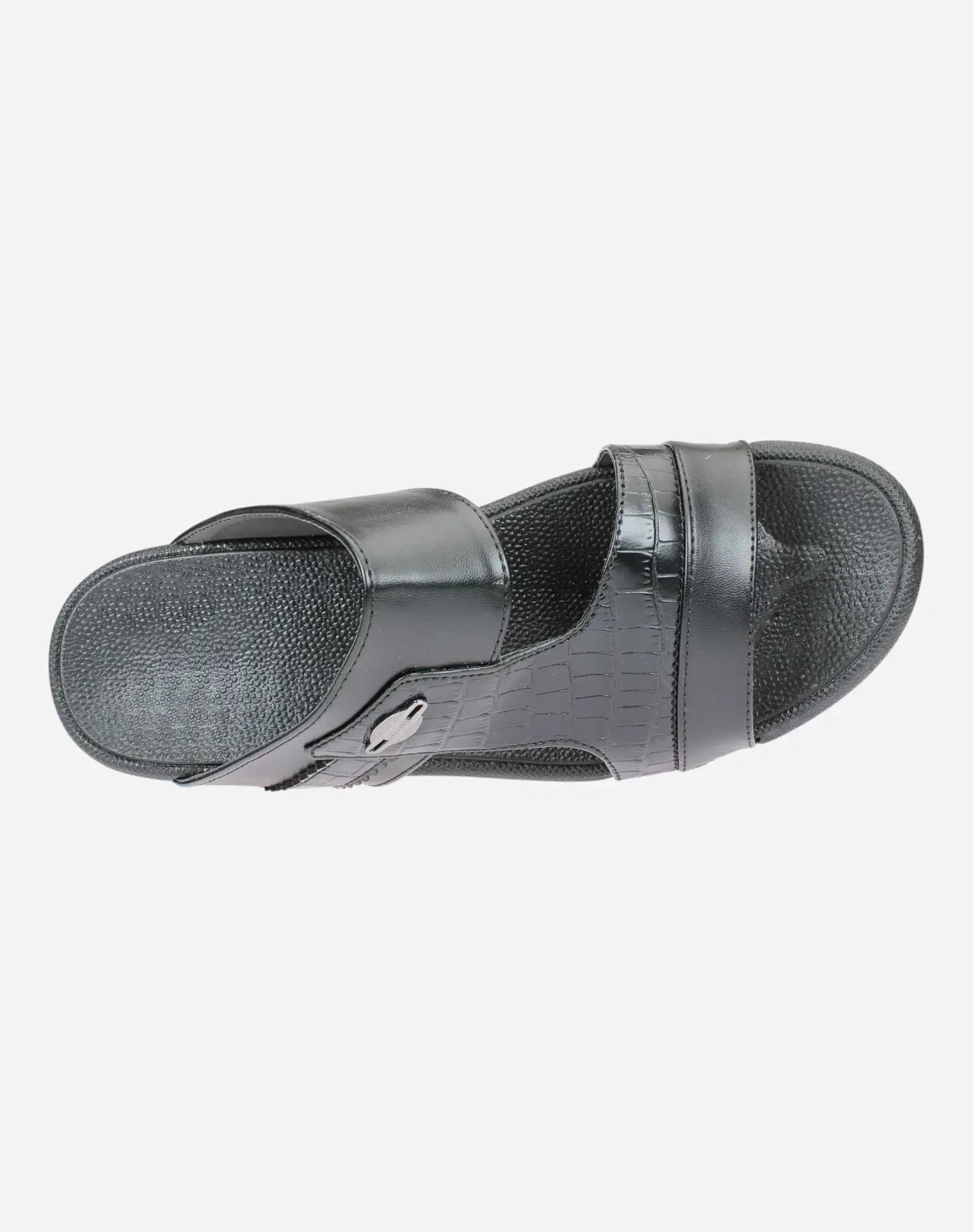 Snake-Leather-Print-Men-Slippers-Black-color-Image-from-the-top
