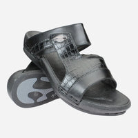 Snake-Leather-Print-Men-Slippers-Black-color-Image-of-the-sole