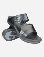 Snake-Leather-Print-Men-Slippers-Black-color-Image-of-the-sole