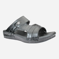 Snake-Leather-Print-Men-Slippers-Black-color-Image