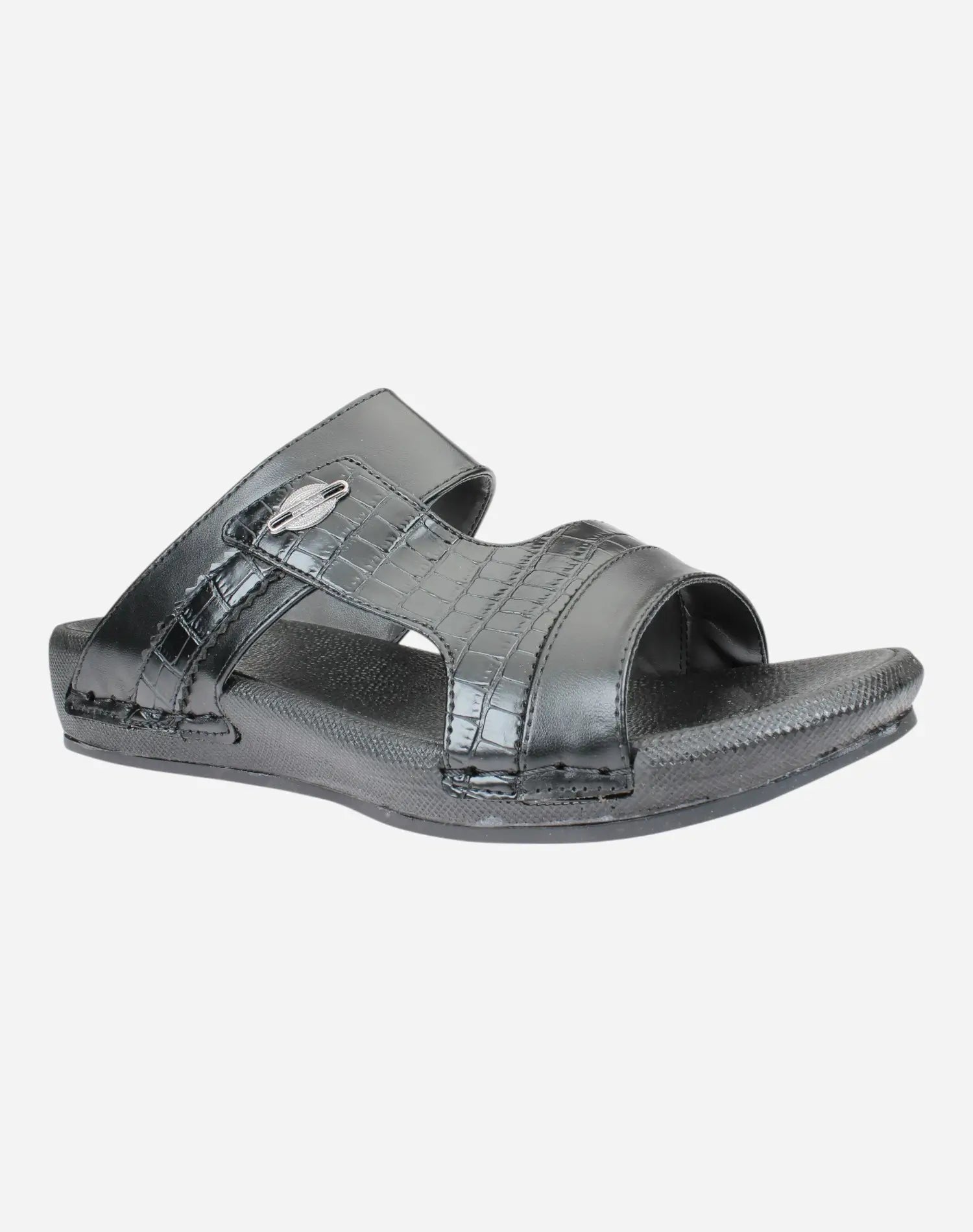 Snake-Leather-Print-Men-Slippers-Black-color-Image